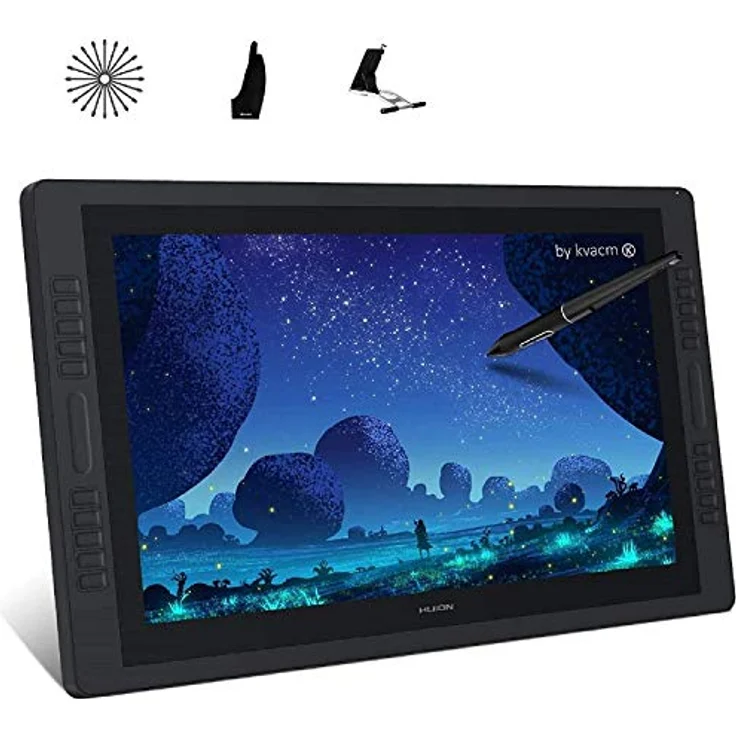 HUION Kamvas Pro 13 Grafiktablett mit Display, 13,3 Zoll HD Pen Batterieloser Stift PW507, 4 Drucktasten+1 Touch-Leiste, Schwarz – Bild 2