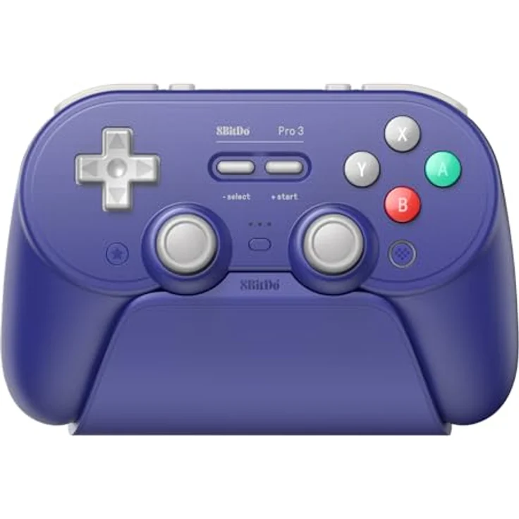 8Bitdo Pro 3 Bluetooth Controller, Multiplattform-kompatibel für Switch/Switch 2, mit TMR-Joysticks, austauschbaren ABXY-Tasten, Pro-Back-Buttons, integrierter Ladestation und Hall-Effekt-Trigger - Purple – Bild 1
