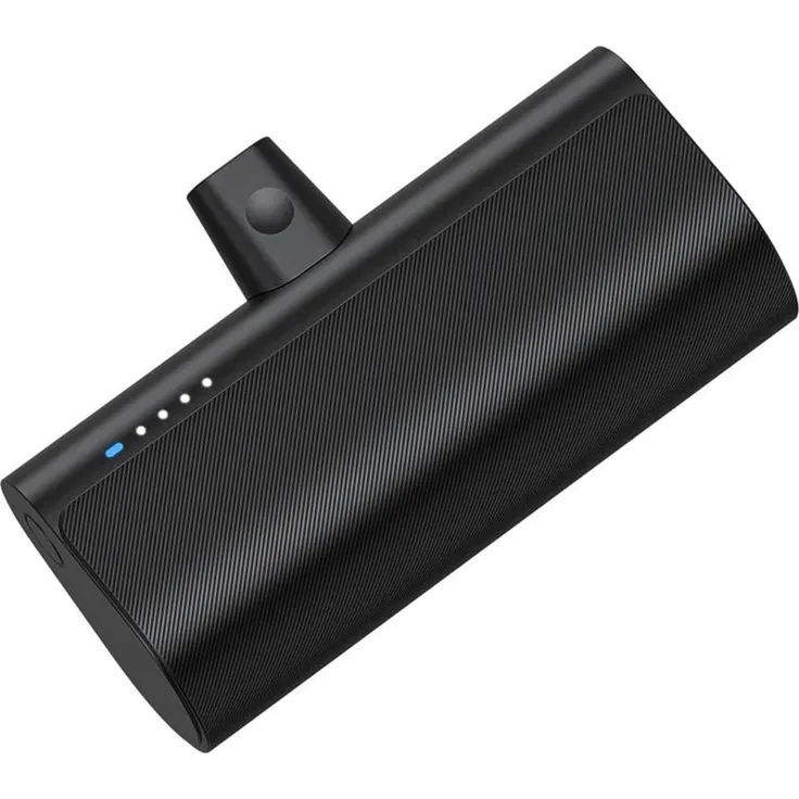 BlueStar Powerbank W0556P, 5000 mAh mit integriertem Lightning-Anschluss und 2.1A, schwarz
