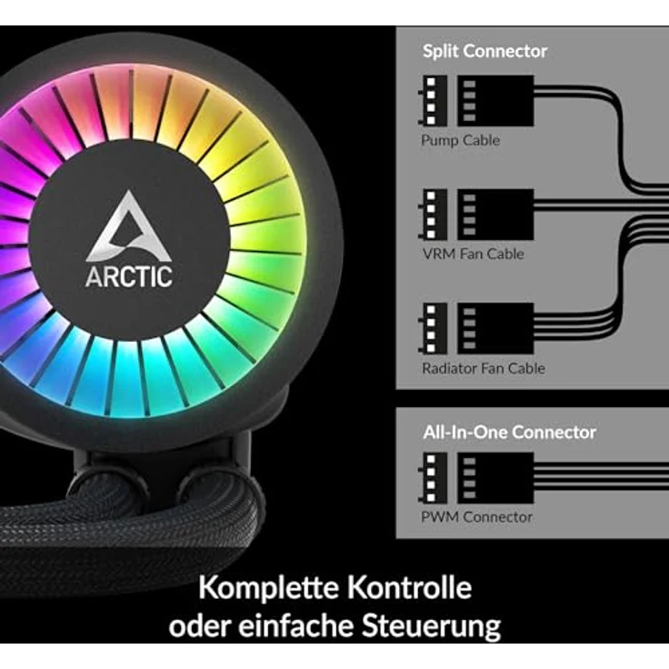 ARCTIC Liquid Freezer III 280 A-RGB - Wasserkühlung PC, AIO CPU Wasserkühler, PWM-gesteuerte Pumpe, 200–1900 RPM, LGA1851 und LGA1700 Contact Frame - Schwarz – Bild 3