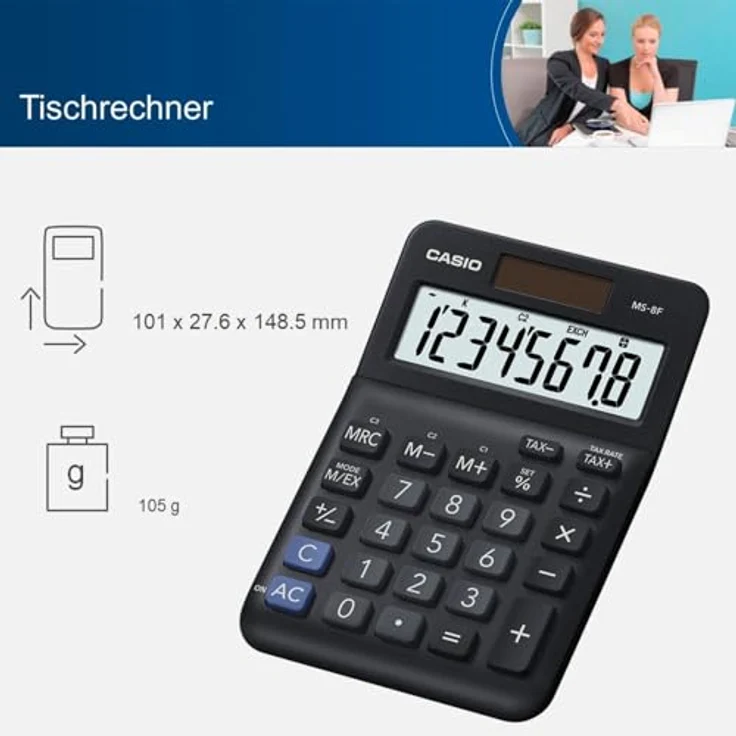 Casio MS-8F Taschenrechner Desktop Einfacher Taschenrechner Schwarz (MS-8F) – Bild 3