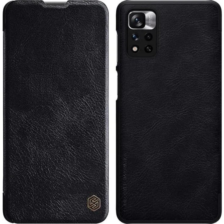 Nillkin Qin Case für Xiaomi Redmi Note 11 Pro+/Redmi Note 11 Pro/Mi11i HyperCharge Flip, elegante Lederhülle mit Kameraschutz, schwarz
