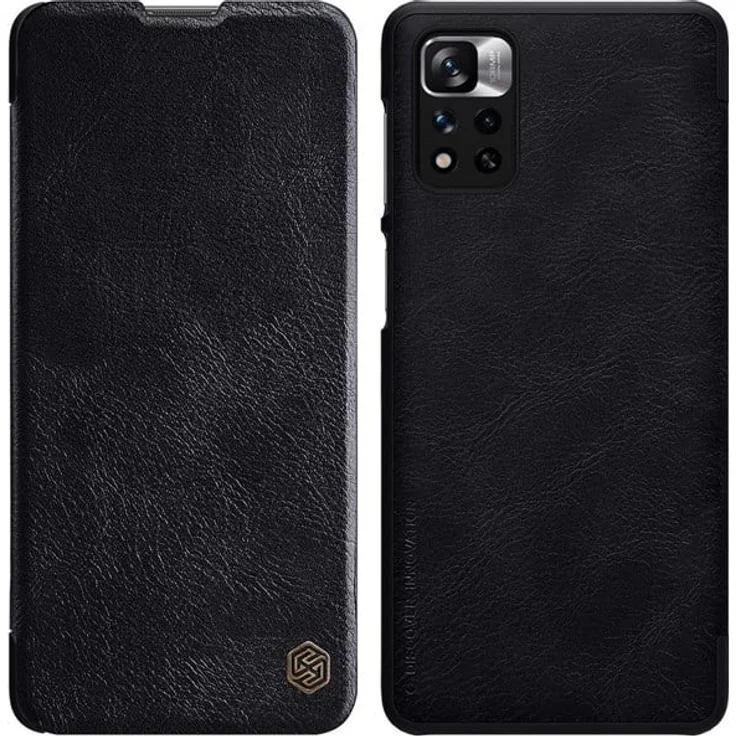 Nillkin Qin Case für Xiaomi Redmi Note 11 Pro+/Redmi Note 11 Pro/Mi11i HyperCharge Flip, elegante Lederhülle mit Kameraschutz, schwarz
