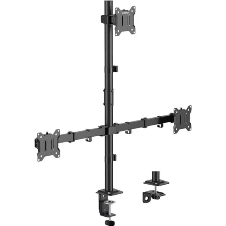SpeaKa Professional Monitorhalterung SP-MM-231, Höhenverstellbar und Neigbar für 3 Displays (43,2cm/17" - 81,3cm/32"), Schwarz