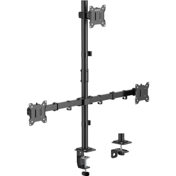 SpeaKa Professional Monitorhalterung SP-MM-231, Höhenverstellbar und Neigbar für 3 Displays (43,2cm/17" - 81,3cm/32"), Schwarz – Bild 1