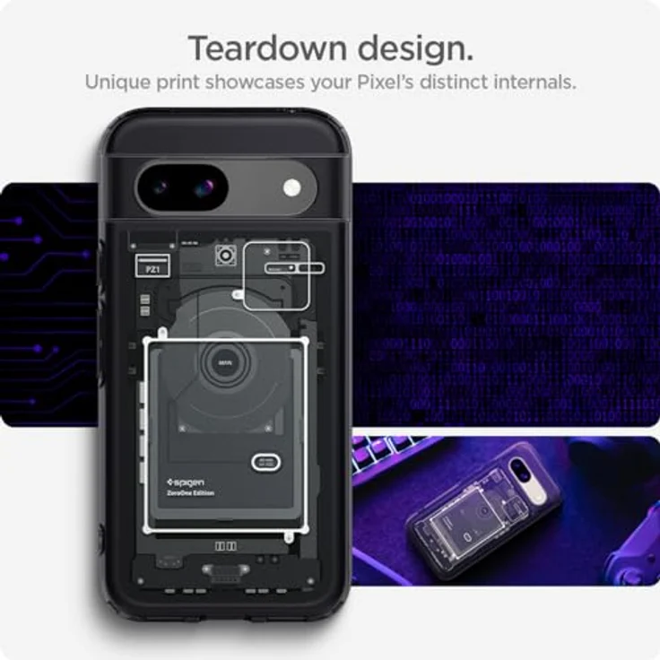 Spigen Ultra Hybrid ZeroOne Hülle für Google Pixel 8a, Schutzrand für Display und Kamera, transparent – Bild 3