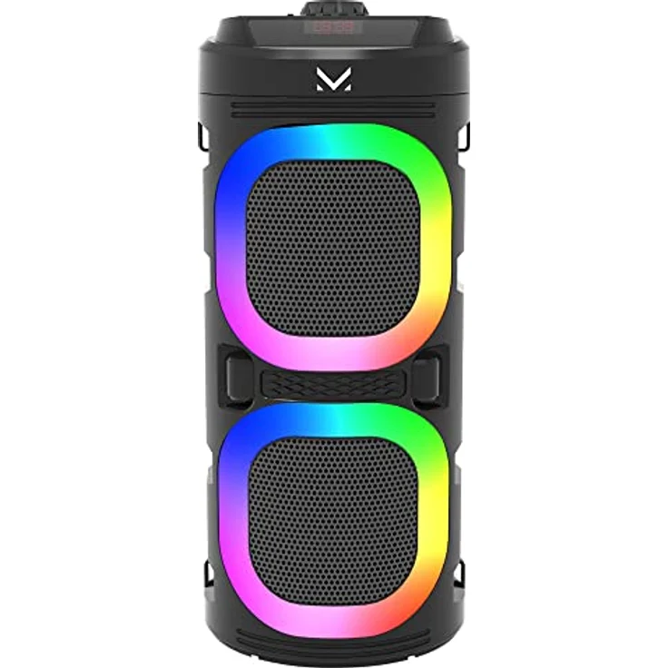 Majestic FIRE 9, Bluetooth-Lautsprecher mit 3 LED-Lichteffekten, USB/microSD/AUX-IN/MIC, wiederaufladbarem Akku, TWS-Funktion und Fernbedienung, schwarz – Bild 2