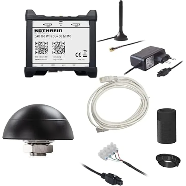 Kathrein CAR 160 WiFi Duo 5G MIMO schwarz - WLAN-Router-Set mit 5G-Außenantenne und 4G-Router