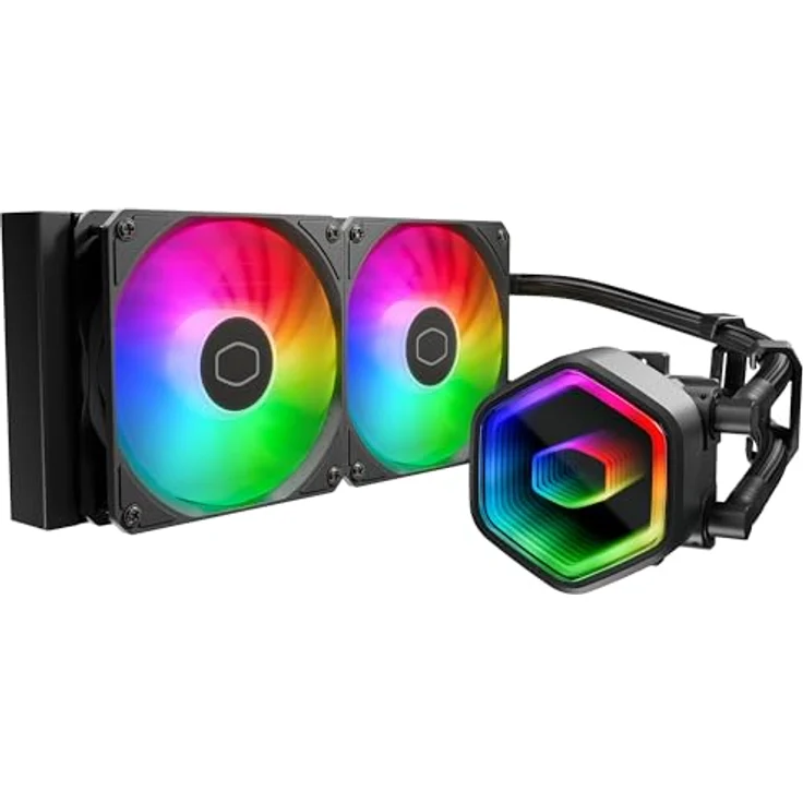 Cooler Master MasterLiquid 240 Core II Wasserkühlung – 240mm AIO (max. 260 W TDP), GR9-Doppelkammerpumpe, verbesserte ARGB-Gen-2-Lüfter, kompatibel mit AMD und Intel – Schwarz – Bild 2