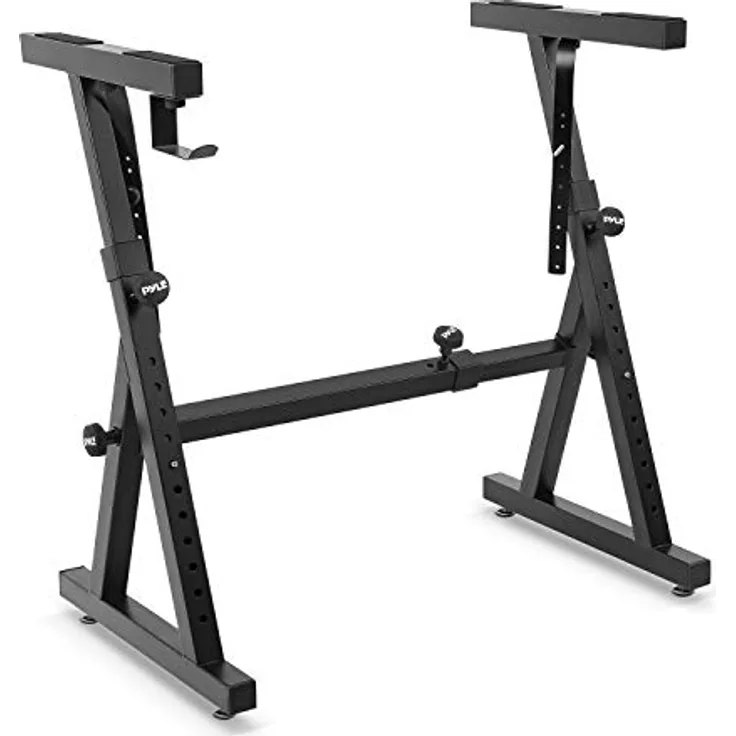 Pyle PKST38 Keyboard-Ständer mit Verstellbarer Breite und Höhe, mit Schaumstoff gepolsterte Arme, digitaler Klavierständer, für 54–88 Tasten, für Reisen und Aufbewahrung