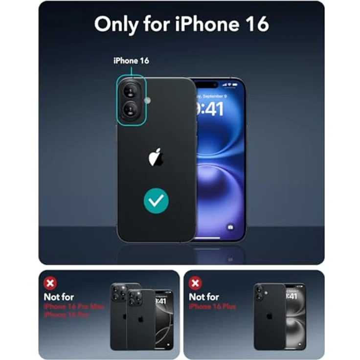 ESR iPhone 16 Hülle, MagSafe-kompatible, stoßfeste Militärnorm Schutzhülle, vergilbungsbeständig, kratzfeste Rückseite, schwarz – Bild 2
