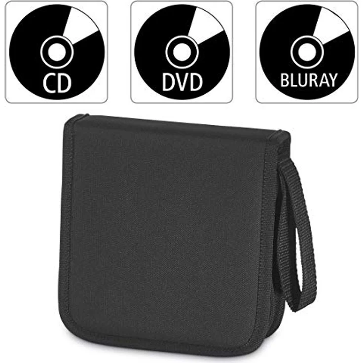 Hama CD Tasche für 32 Discs - CD - DVD - Blu-ray (Mappe zur Aufbewahrung , platzsparend für Auto und Zuhause, Transport-Hüllen) Schwarz – Bild 2