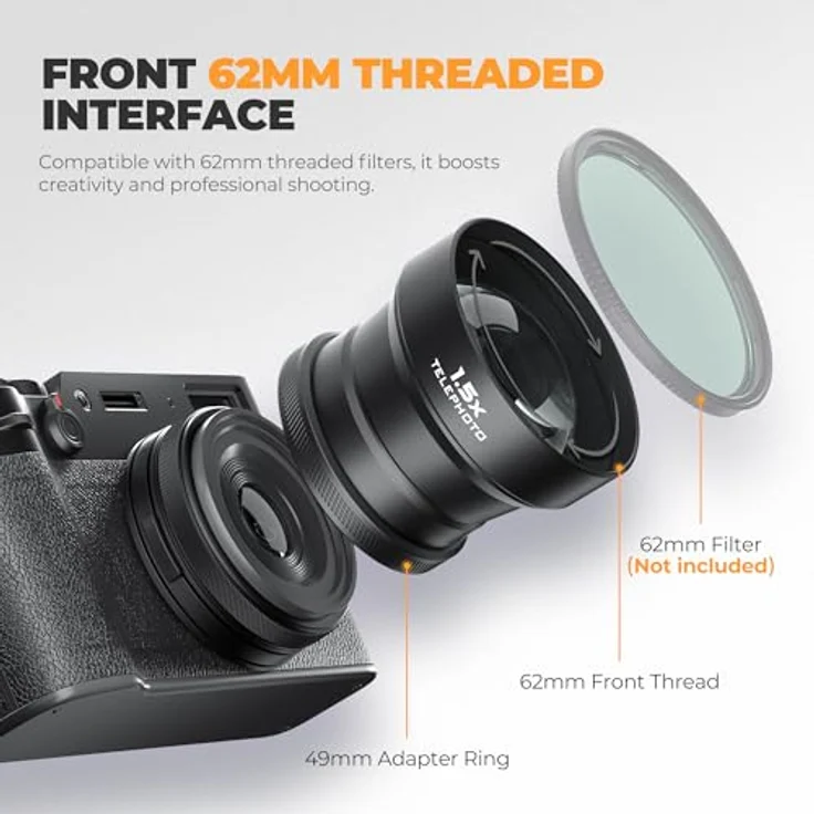 Freewell 1.5X Teleobjektiv für Fuji X100VI und X100V, verbesserter Zoom, leichte Bauweise (schwarz) – Bild 4