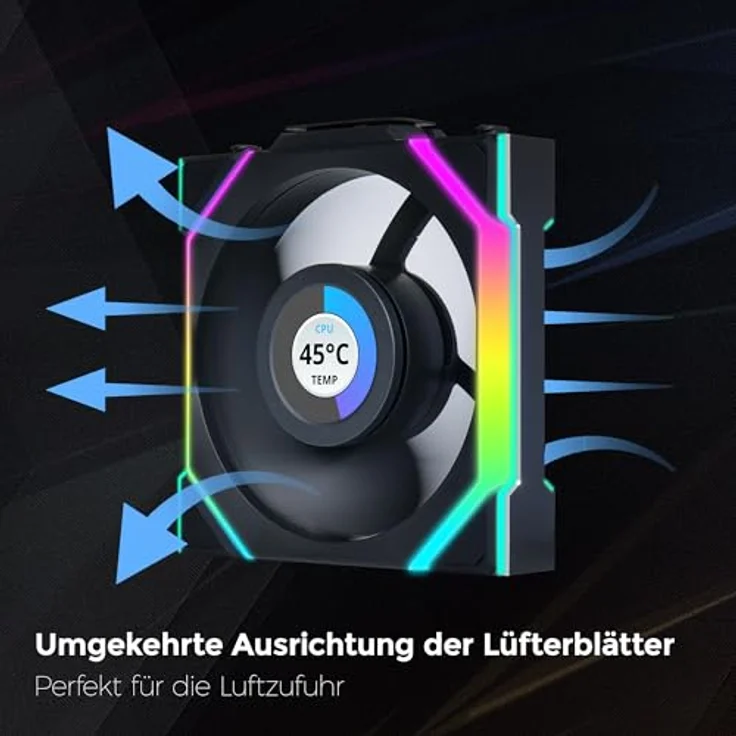 Lian Li UNI FAN SL Wireless LCD Lüfter, ARGB, PWM - Reverse Blade, 120 mm, schwarz - Leistungsstarker PC Gehäuselüfter mit kabelloser Synchronisation – Bild 2