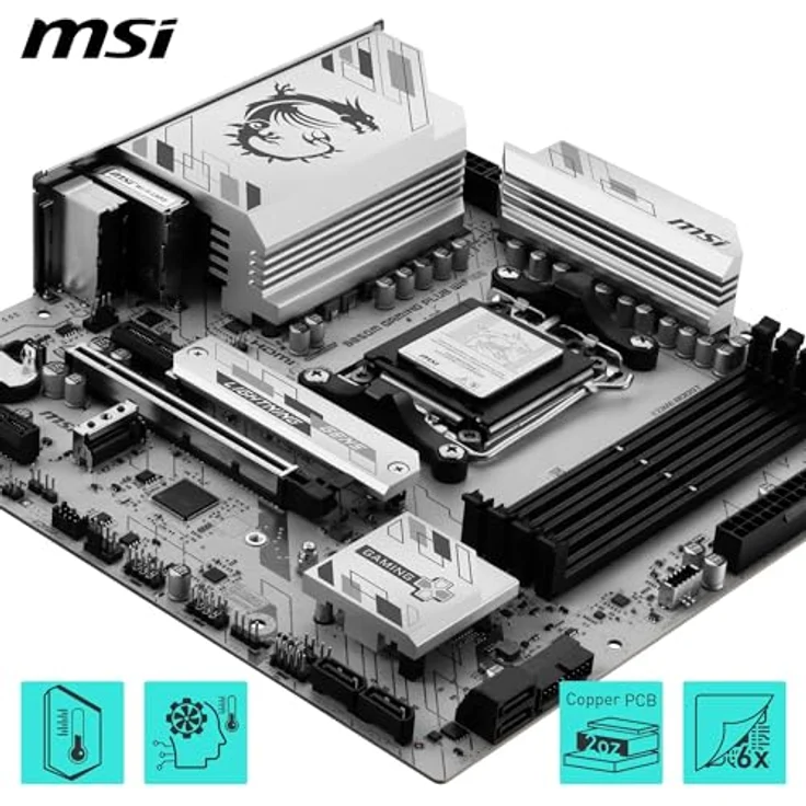 MSI B850M Gaming Plus WIFI6E Mainboard, mATX - Unterstützung für AMD Ryzen 9000/8000/7000, AM5, DDR5 bis 8200+ MT/s (OC), PCIe 4.0 x16, M.2 Gen5, Wi-Fi 6E, 2.5G LAN – Bild 4
