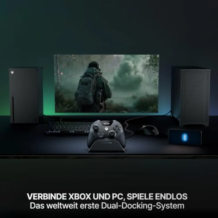 SteelSeries Aeon Pro Wireless Controller, Gamecontroller für Xbox, PC und Mobil mit QuickSwitch Dock, unendlicher Akkulaufzeit und OLED Smart Display – Schwarz – Bild 2