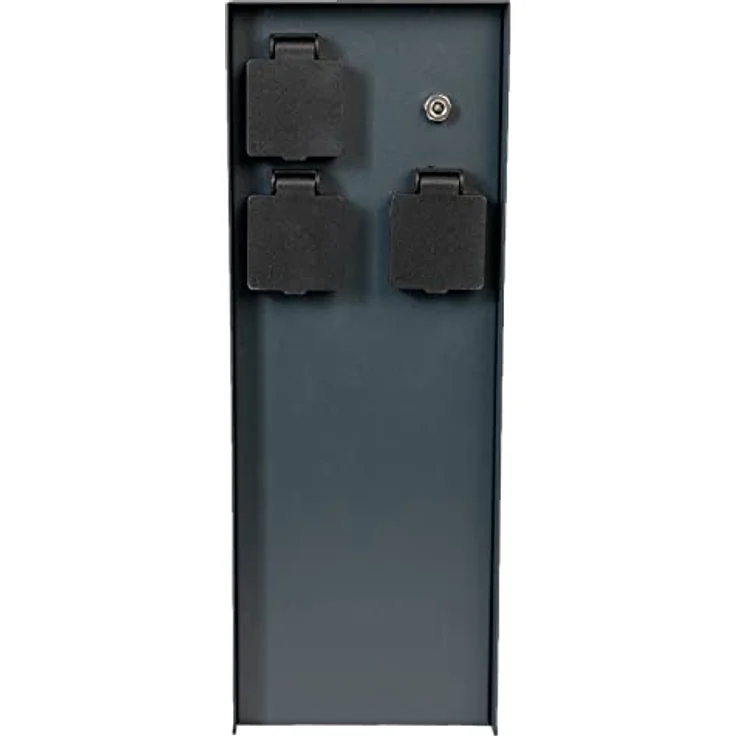 Grafner Edelstahl Design Gartensteckdose Dämmerungssensor, 3 Steckdosen, IP44, anthrazit - KEIN ROST, Energiesäule Mehrfach Metall Außen Steckdose Schwarz Helligkeitssensor – Bild 3