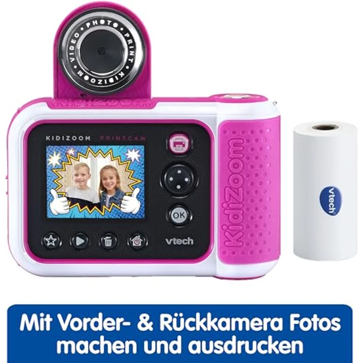 Vtech KidiZoom Print Cam pink, Digitalkamera mit eingebautem Thermodrucker und 110 Druckvorlagen – Bild 2