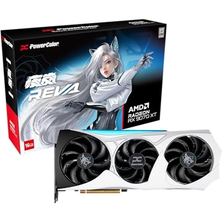 Powercolor Radeon RX 9070 XT Hellhound REVA, Grafikkarte mit 16GB GDDR6-VRAM, 3 Lüfter-Kühlsystem, HDMI 2.1 und DisplayPort 2.1 – Bild 1