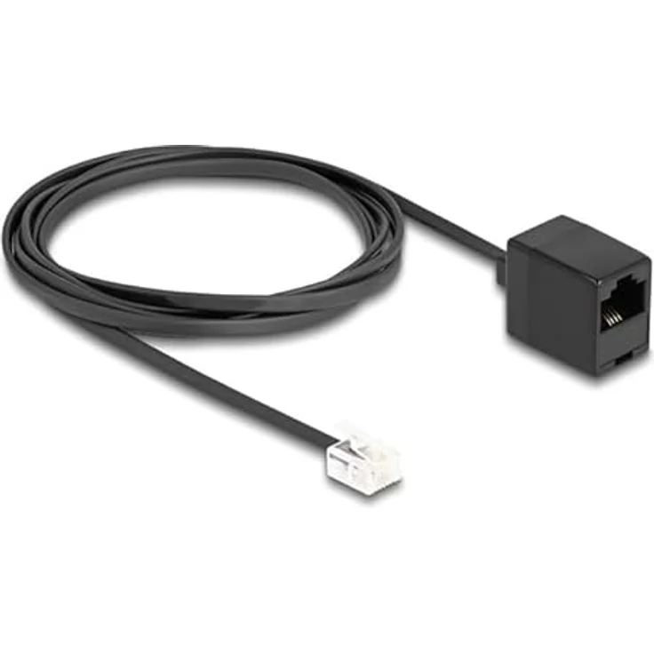 Delock Telefonanschlusskabel (analog), 2m, flach und flexibel, schwarz – Bild 2