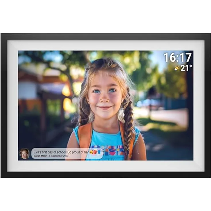 Denver Frameo PFF-1516, Digitaler Bilderrahmen mit 15,6" Touchscreen und 1920 x 1080 Pixel Auflösung, Schwarz, 16 GB Speicher, Frameo-App zur Bilderübertragung