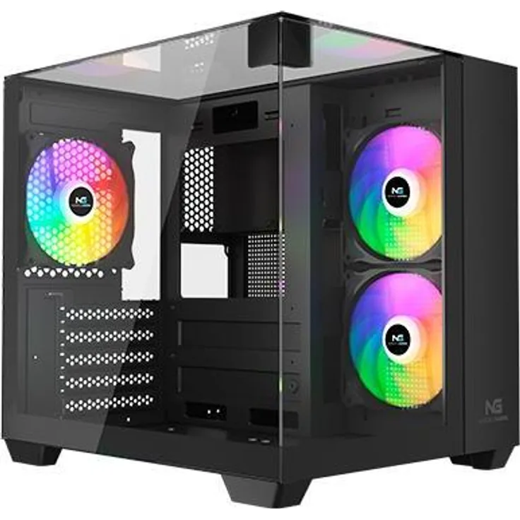 Nordic Gaming Frigg, Mini-ITX/mATX PC Gehäuse mit optimaler Kühlung, 2x 120mm Lüfter, Schwarz