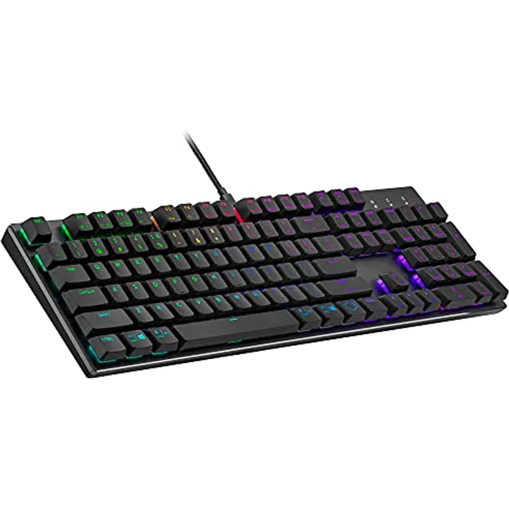 Cooler Master SK652 Mechanische Tastatur (Full-Size) – Mit flachen, schwebenden Tasten, RGB-Beleuchtung, kabelgebundener USB-Typ-A-Anschluss, PC- und MacOS-kompatibel – US-Layout, Rote Schalter