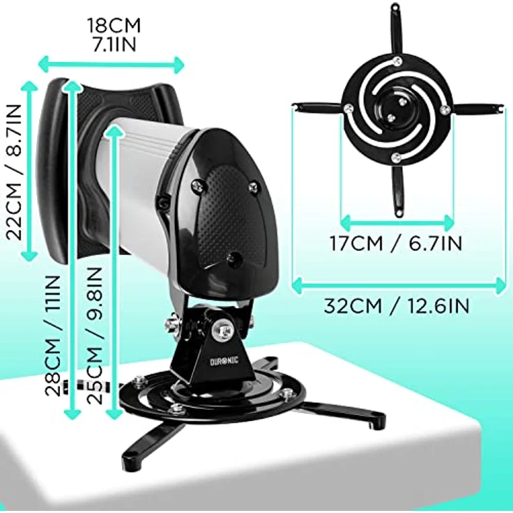 Duronic PB10XM Beamer Halterung | drehbar und schwenkbar | Heimkino | Traglast bis zu 15 kg | 360° Rotation – Bild 2
