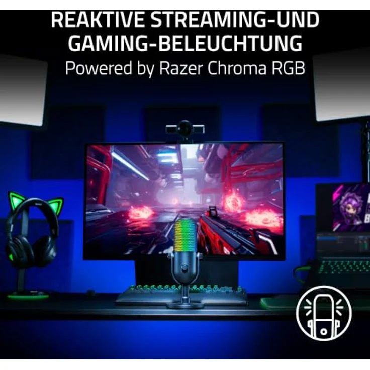 Razer Seiren V3 Chroma, RGB-USB-Mikrofon mit 32-Bit-DSP, Supernieren-Kondensatormikrofon und KI-Audioverarbeitung, Quartz – Bild 5