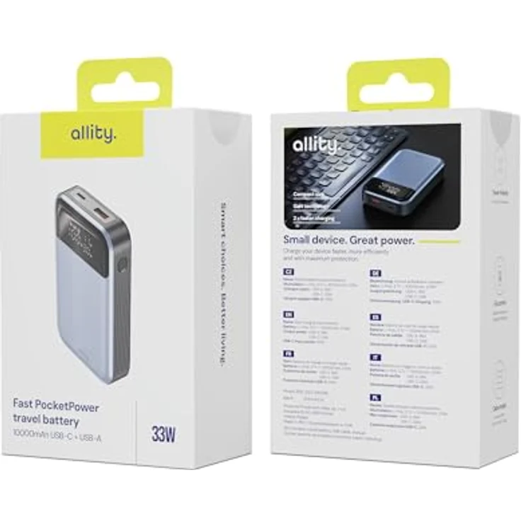 FOREVER Allity PowerBank APB-200 PD QC 33W 10000 mAh Grau - Schnelles Laden, elegantes Design – Bild 9