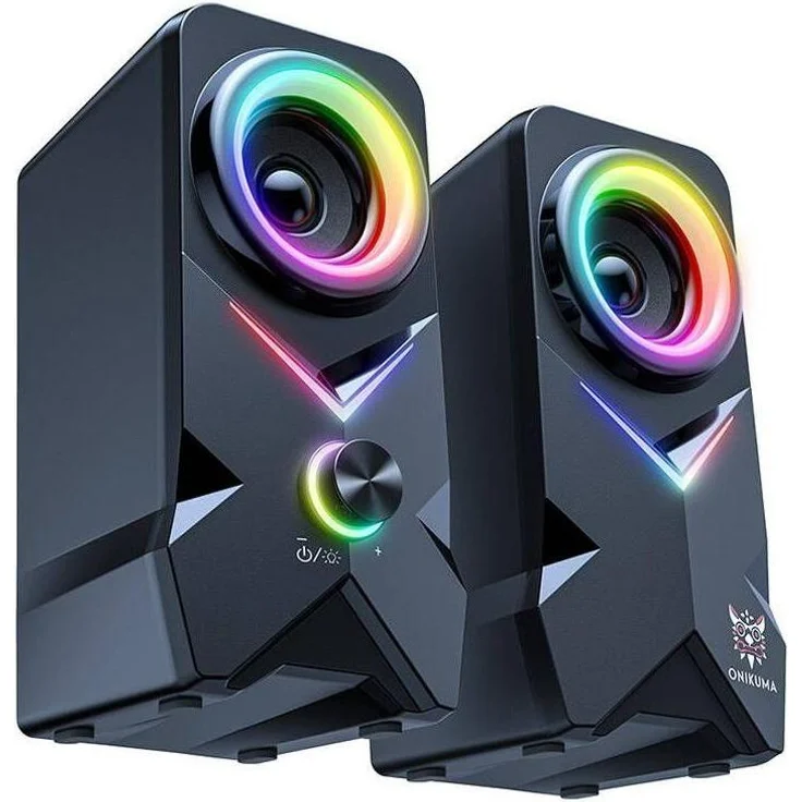 Onikuma L2, Gaming Lautsprecher mit RGB-Hintergrundbeleuchtung, kabellos & kabelgebunden, Schwarz