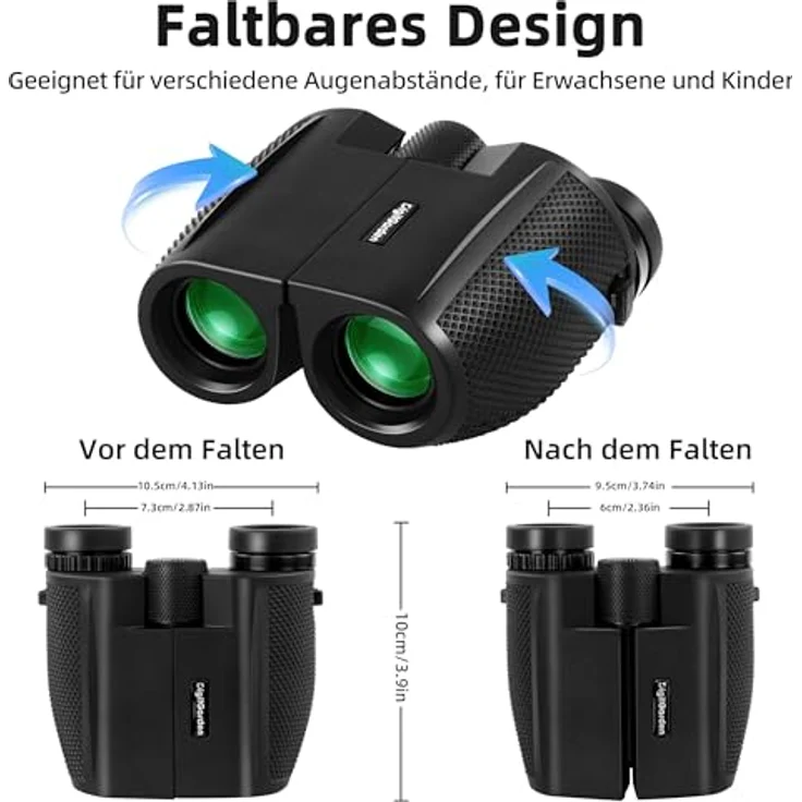 Digitgarden 12x25 Faltbares Mini-Fernglas, Kompakt & Leicht mit BAK4 Prisma und FMC Linsen, Ideal für Vogelbeobachtung, Reisen, Wandern, Outdoor, Sport – Bild 3