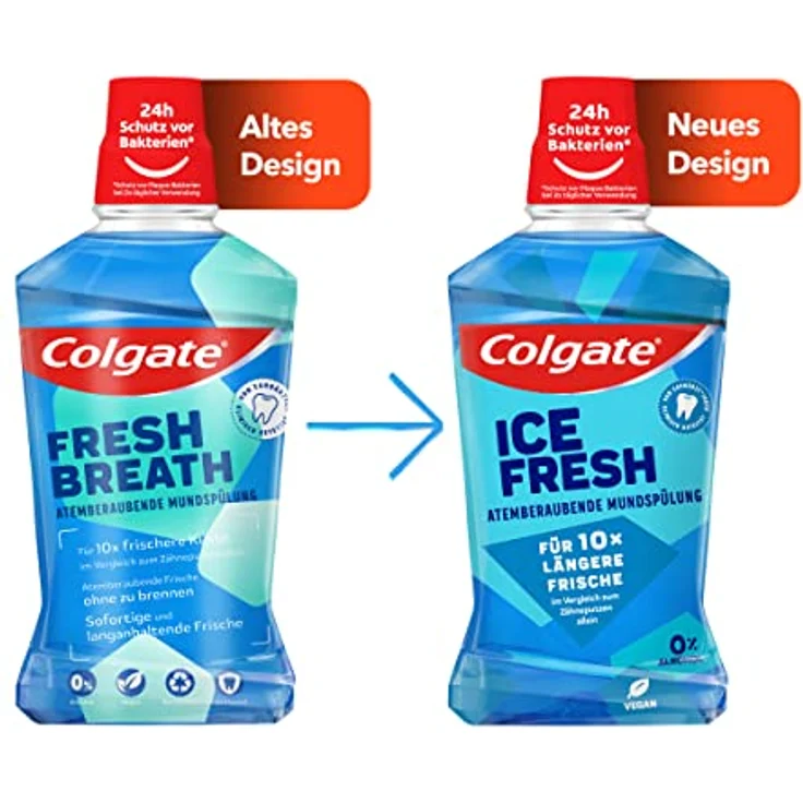 Colgate Ice Fresh Mundspülung 500 ml – für sofortige & anhaltende Frische – antibakterielle Mund- und Zahnreinigung ohne Alkohol** – Bild 2