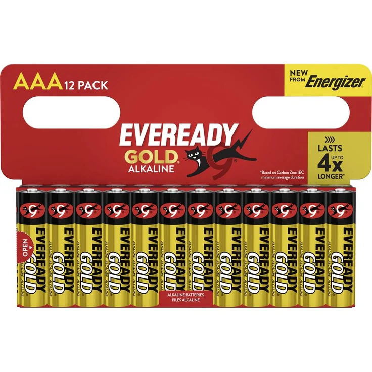 Eveready E304401300 Micro (AAA)-Batterie, Alkaline 1.5V, 12er Pack für niedrigen bis mittleren Stromverbrauch