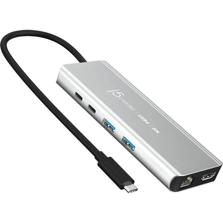 j5create USB4 8K Multi-Port Hub, Dockingstation mit HDMI und 2.5GbE, schwarz