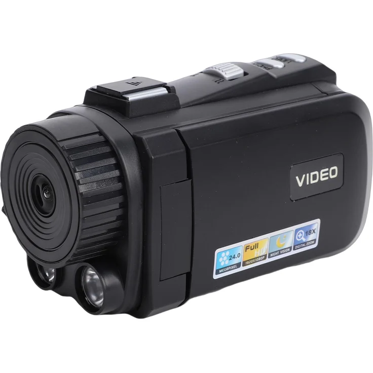 KKmoon 1080P Videokamera Camcorder mit 24MP, 3,0 Zoll drehbarem Bildschirm, 18-fach Digitalzoom und Kompass, Schwarz
