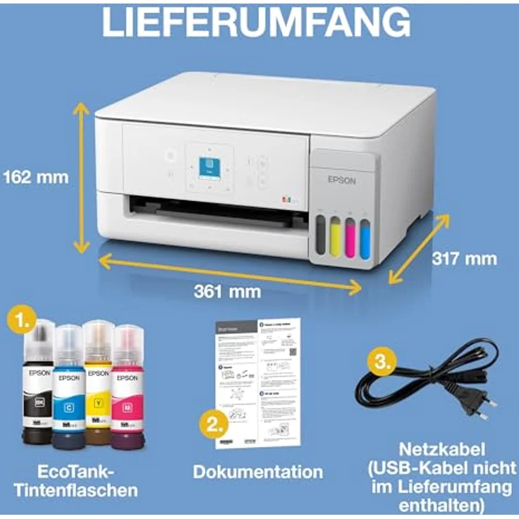 Epson EcoTank ET-2926, Multifunktionsdrucker Tintenstrahl A4 mit WLAN, Druck-, Scan- und Kopierfunktion, bis 5760 x 1440 dpi – Bild 7