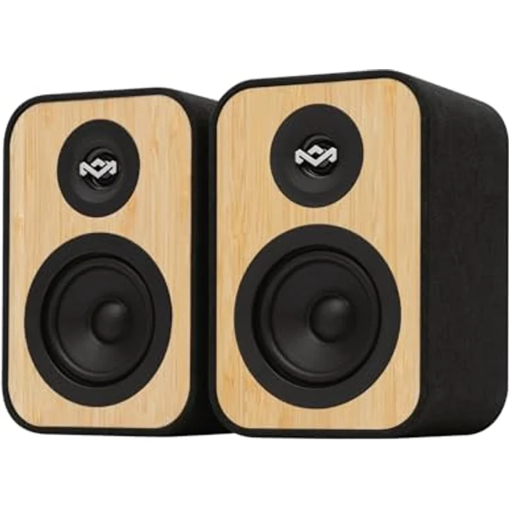 Marley House of Uplift Regallautsprecher – Bluetooth Stereo Paar, Holzlautsprecher für Plattenspieler, Handy, PC - Bambus Bluetooth Lautsprecher Boxen – Bild 1