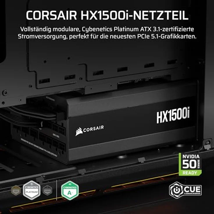 Corsair HXi Series HX1500i Netzteil 80 PLUS Platinum, modular, 1.500 Watt, schwarz, Cybenetics-Platinum zertifiziert – Bild 3