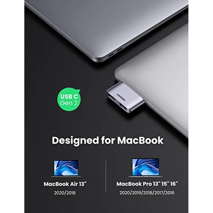 UGREEN USB C Hub 3.1 Gen2 USB C auf USB 3.1 Adapter Mini in silber, kompatibel mit MacBook Pro, MacBook Air – Bild 2