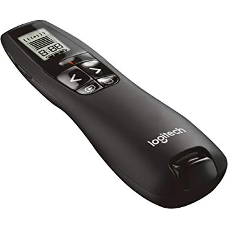Logitech R700 Presenter, Kabellose 2,4 GHz Verbindung via USB-Empfänger, 30 m Reichweite, Roter Laserpointer, LCD-Display mit Timer und Batterieanzeige, 6 Tasten, PC - Schwarz, Englische Verpackung – Bild 2