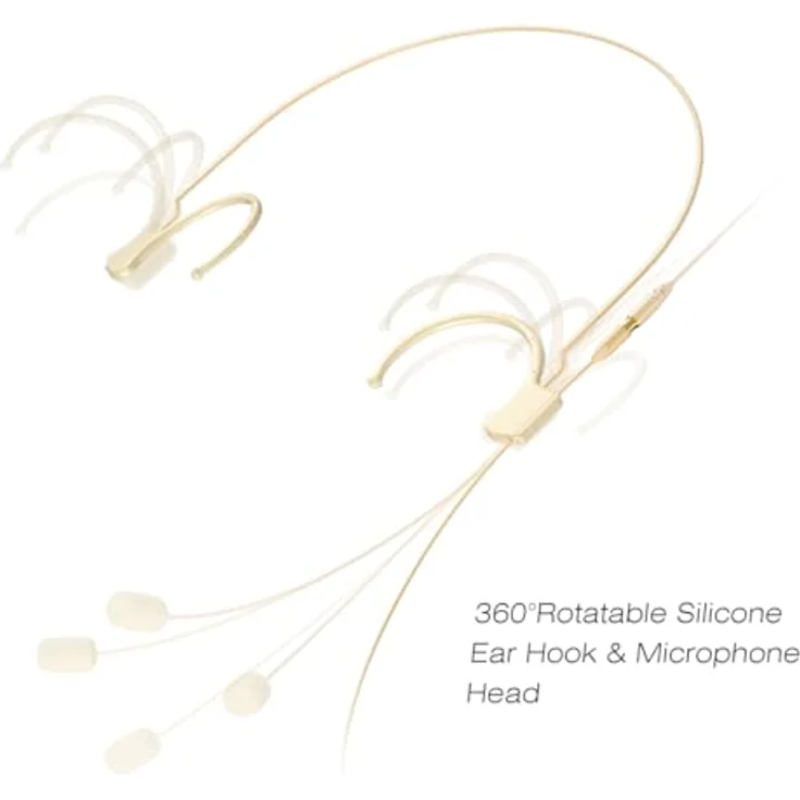 KIMAFUN Beiges Headset-Mikrofon, professionelles Over-Ear-Kondensator-Mikrofon mit abnehmbarem Ohrbügel, kompatibel mit SHU_re Wireless System, ideal für Bühnenauftritte und Moderation – Bild 2