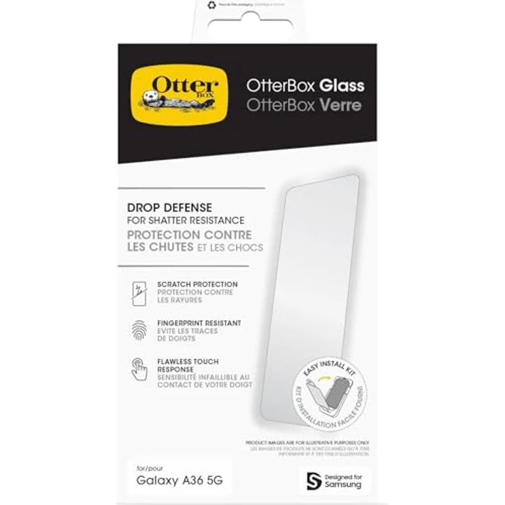 OtterBox Glass Displayschutz für Samsung A36 5G / Samsung Galaxy A56 5G, gehärtetes Glas, kratz- und bruchsicher, fingerabdruckresistent, inklusive Installationstool – Bild 1