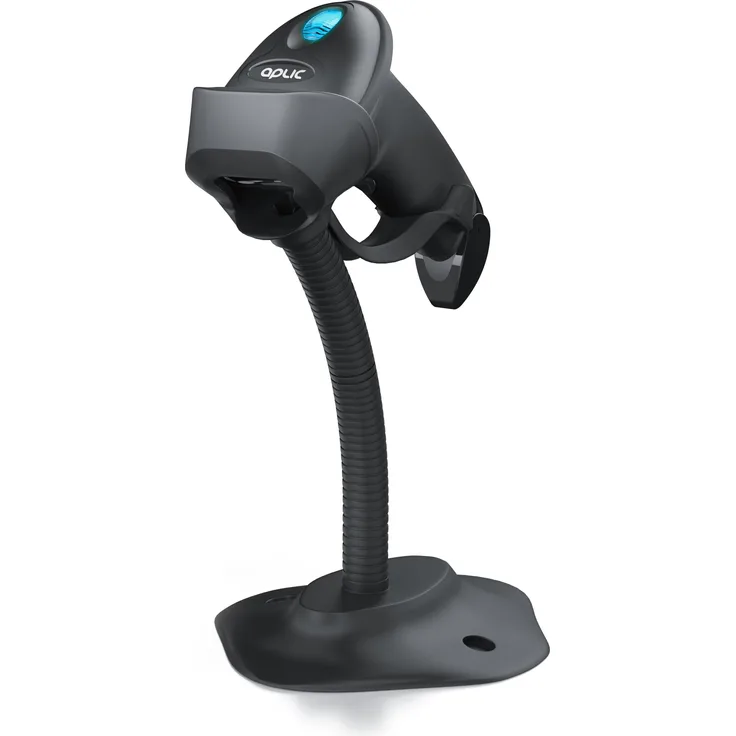 Aplic Bluetooth Barcode Scanner 2D 1D, kabelloser Handscanner mit Standfuss, 2,4 GHz, robuste Bauweise, für 1D- und 2D-Barcodes, schwarz