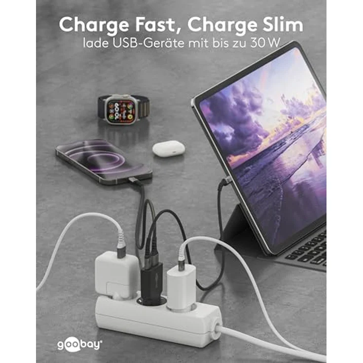 goobay USB-C Ladegerät 30W, Ultra Flaches GaN Netzteil, Dual Port mit Power Delivery & Quick Charge, Slim Ladeadapter für iPhone, Samsung Galaxy, iPad - Schwarz - 75737 – Bild 4
