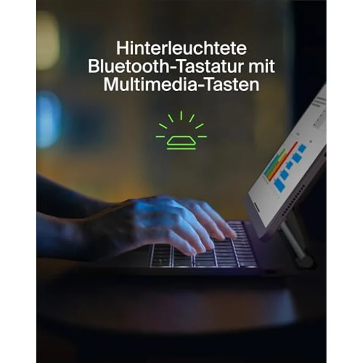 Belkin Pro Tastatur mit Hülle für iPad 10 Generation 10,9 Zoll, mit magnetischem Ständer, Multi-Gesture-Steuerung, Befestigung des Apple Pencil, QWERTZ, Multimedia-Tasten, Hinterleuchtete Bluetooth-Tastatur, Auto-Wake-Funktion – Bild 5