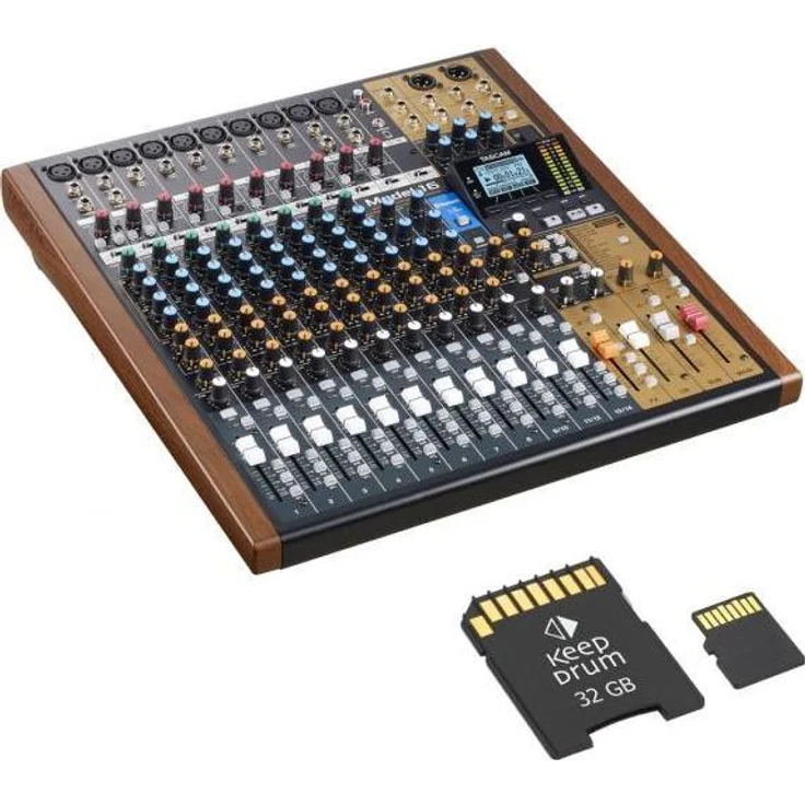 Tascam Model 16 Mischpult mit 14 analogen Eingängen, 16-Spur-Recorder und 32GB SD-Karte