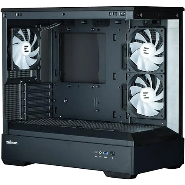 Zalman ATX Semi-Tower Gehäuse, Mini-Tower mit 3 x 120 mm LED A-RGB, schwarzes gehärtetes Glas, für Micro-ATX/Mini-ITX M/B, Typ C/USB 3.0 – Bild 10