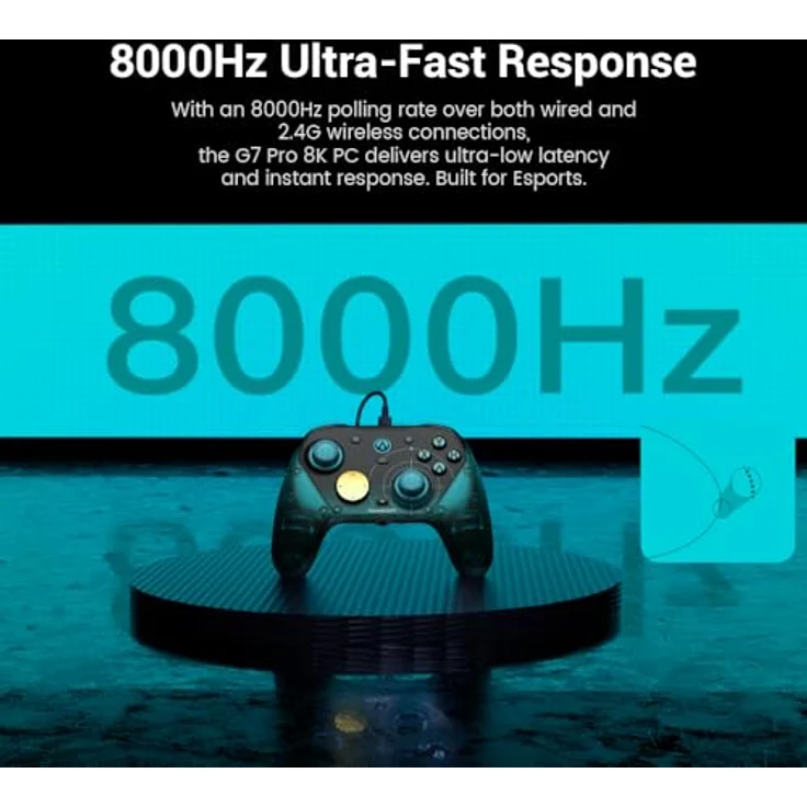 GameSir G7 Pro 8K Esports-Controller, kabellos mit 8000Hz Polling, Mag-Res TMR Gen-2 Sticks, 4 programmierbaren Makro-Tasten und Bewegungssensor, Cyan - Aimlabs Edition, 1 Monat Aimlabs+ kostenlos – Bild 2