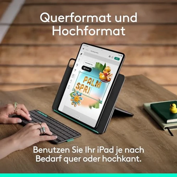 Logitech Flip Folio, Tastatur-Case für iPad Pro 13 Zoll (M4) und iPad Air 13 Zoll (M2 und M3) – Schutzcase mit verstaubarer Bluetooth-Tastatur, Multi-Device, DEU QWERTZ-Layout, Grafit – Bild 5